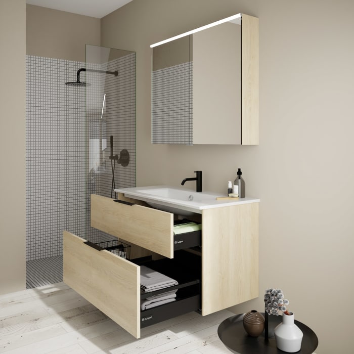 burgbad Eqio Waschtischkombination mit Keramik-Waschtisch Slim, 102 cm, mit Griff G0200