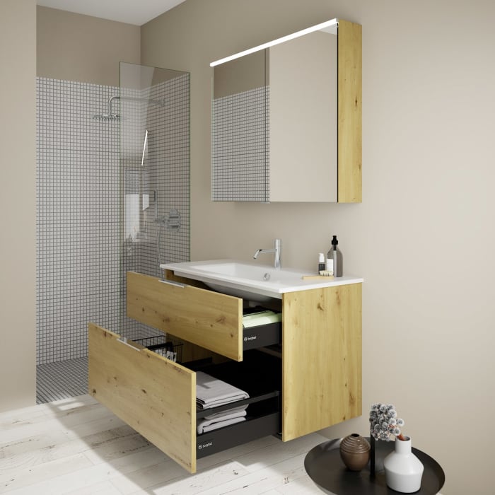 burgbad Eqio Waschtischkombination mit Keramik-Waschtisch Slim, 102 cm, mit Griff G0146