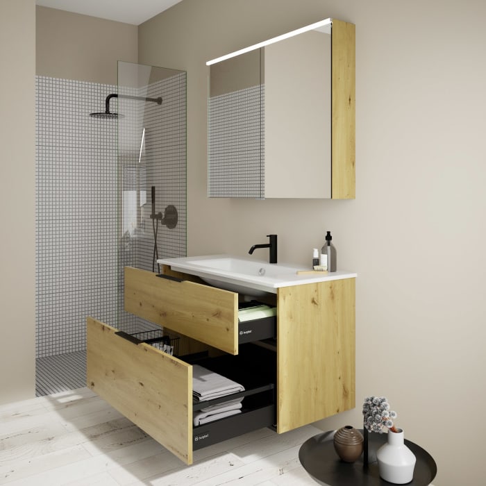 burgbad Eqio Waschtischkombination mit Keramik-Waschtisch Slim, 102 cm, mit Griff G0200