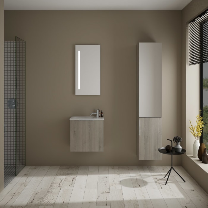 burgbad Eqio Waschtischkombination mit Keramik-Waschtisch Slim, 52 cm, mit Griff G0146