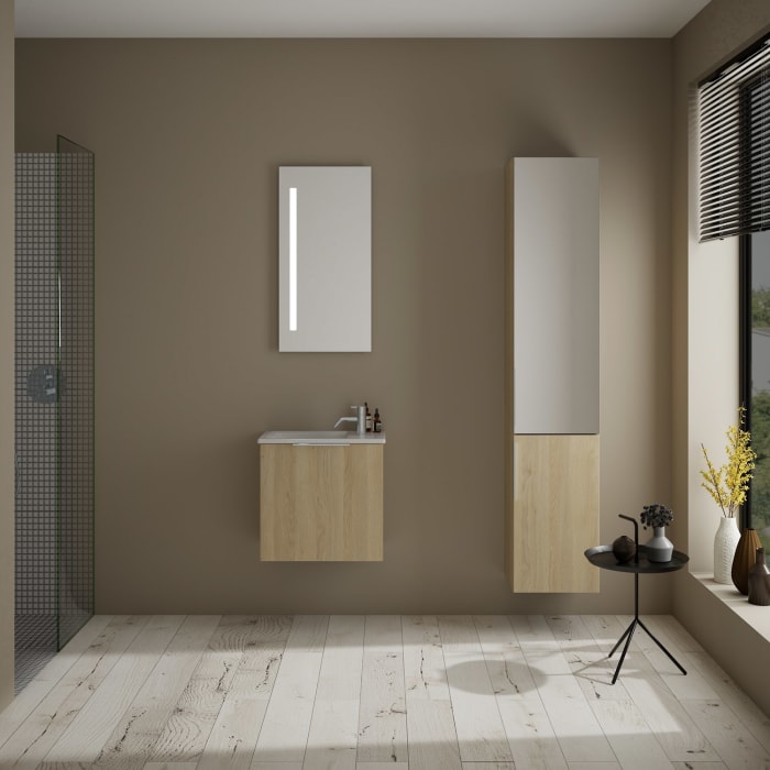 burgbad Eqio Waschtischkombination mit Keramik-Waschtisch Slim, 52 cm, mit Griff G0146