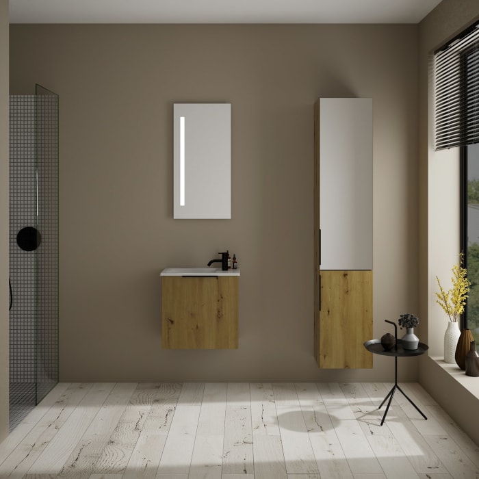 burgbad Eqio Waschtischkombination mit Keramik-Waschtisch Slim, 52 cm, mit Griff G0200