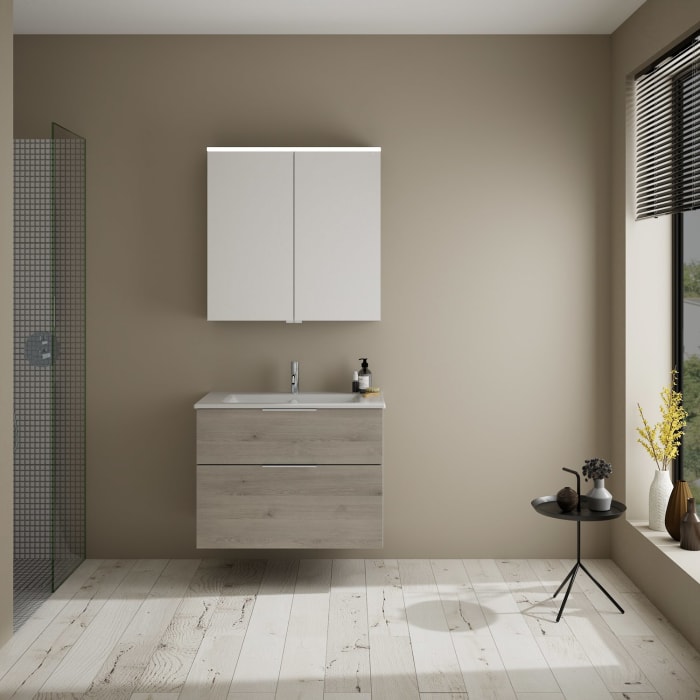 burgbad Eqio Waschtischkombination mit Keramik-Waschtisch Slim, 82 cm, mit Griff G0146