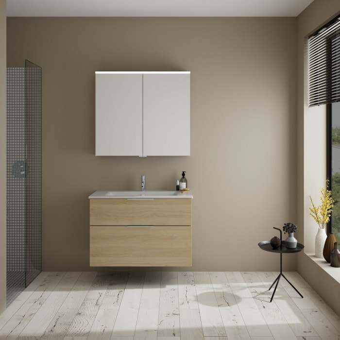 burgbad Eqio Waschtischkombination mit Keramik-Waschtisch Slim, 92 cm, mit Griff G0146