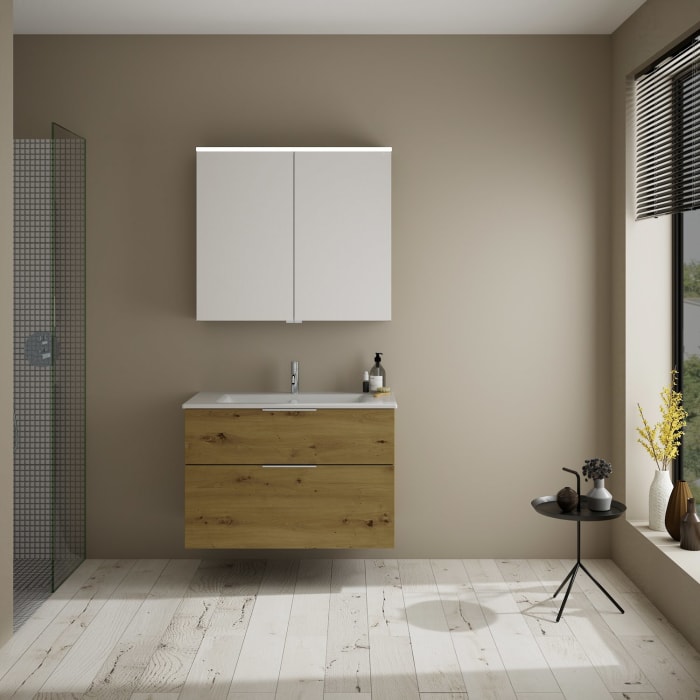 burgbad Eqio Waschtischkombination mit Keramik-Waschtisch Slim, 92 cm, mit Griff G0146