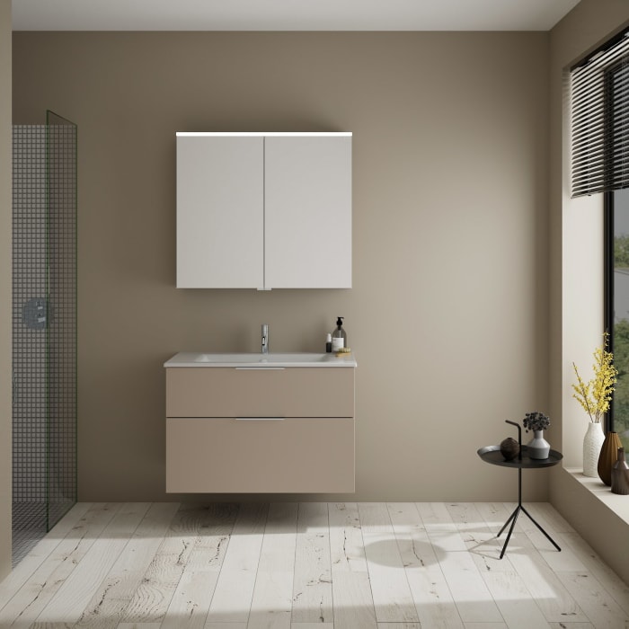 burgbad Eqio Waschtischkombination mit Keramik-Waschtisch Slim, 92 cm, mit Griff G0146