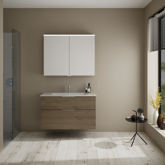 burgbad Eqio Waschtischkombination mit Keramik-Waschtisch Slim, 102 cm, mit Griff G0146