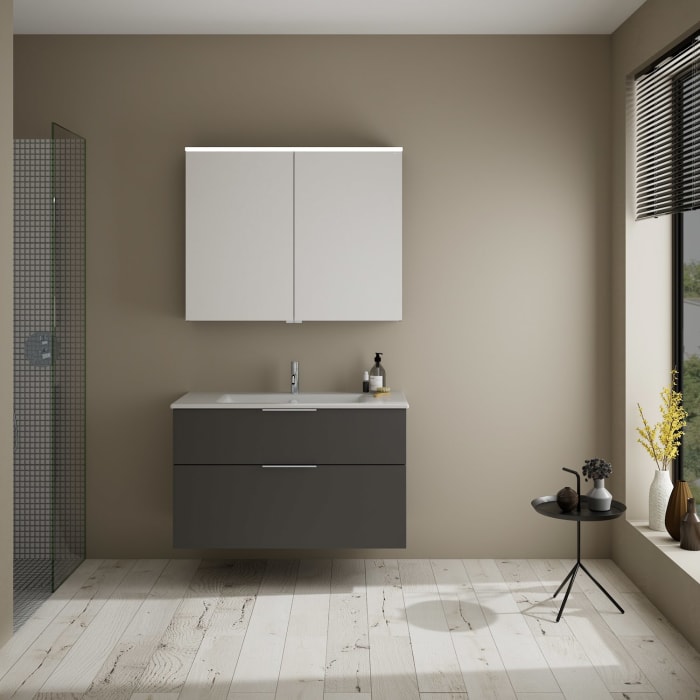 burgbad Eqio Waschtischkombination mit Keramik-Waschtisch Slim, 102 cm, mit Griff G0146