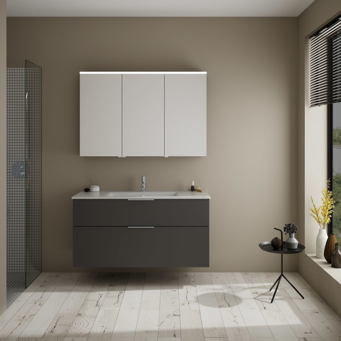 burgbad Eqio Waschtischkombination mit Keramik-Waschtisch Slim, 122 cm, mit Griff G0146