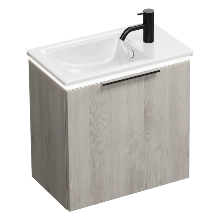 burgbad Eqio Waschtischkombination mit Keramik-Waschtisch Slim und LED-Beleuchtung, 52 cm, mit Griff G0201