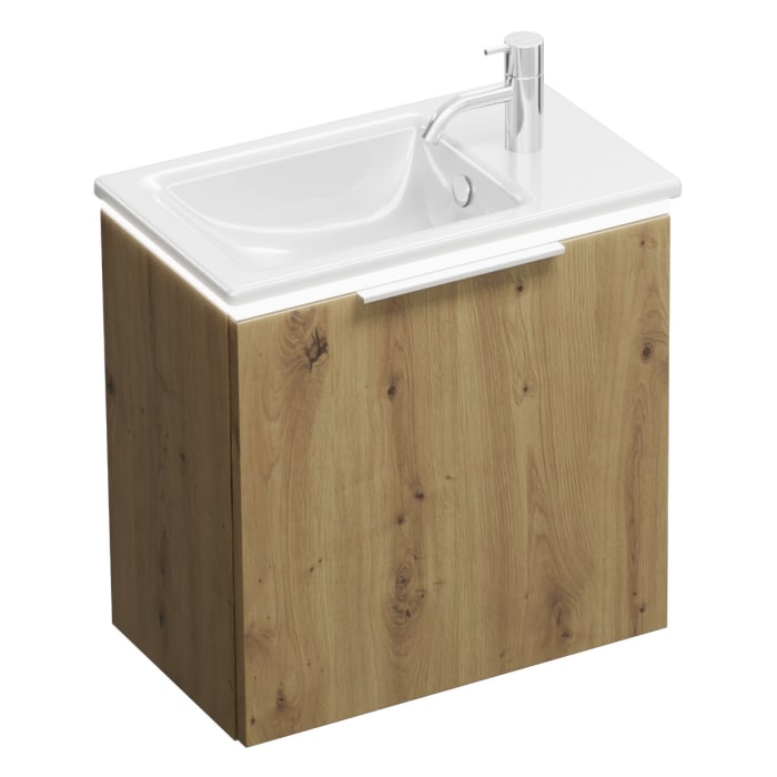 burgbad Eqio Waschtischkombination mit Keramik-Waschtisch Slim und LED-Beleuchtung, 52 cm, mit Griff G0149