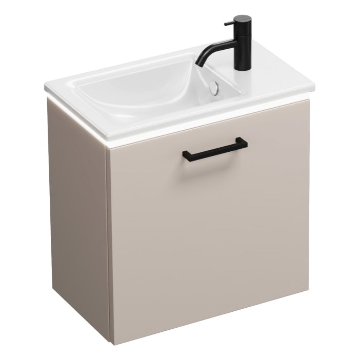 burgbad Eqio Waschtischkombination mit Keramik-Waschtisch Slim und LED-Beleuchtung, 52 cm, mit Stangengriff G0241