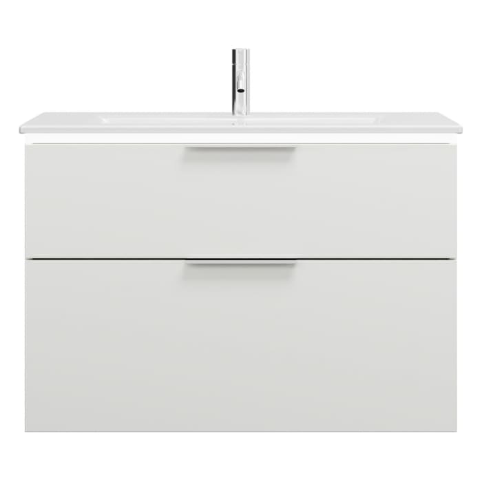 burgbad Eqio Waschtischkombination mit Keramik-Waschtisch Slim und LED-Beleuchtung, 92 cm, mit Griff G0146