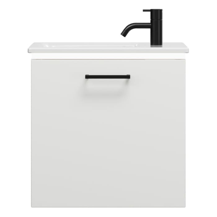 burgbad Eqio Waschtischkombination mit Keramik-Waschtisch Slim und LED-Beleuchtung, 52 cm, mit Stangengriff G0234