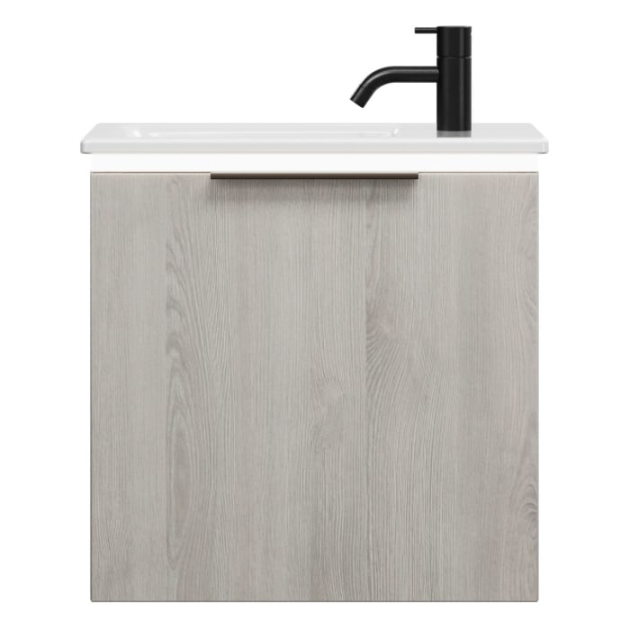 burgbad Eqio Waschtischkombination mit Keramik-Waschtisch Slim und LED-Beleuchtung, 52 cm, mit Griff G0201