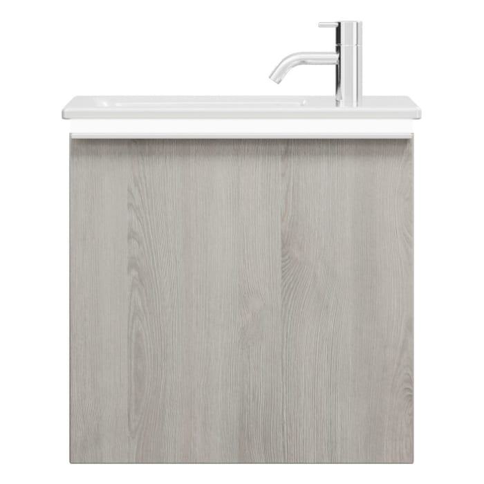 burgbad Eqio Waschtischkombination mit Keramik-Waschtisch Slim und LED-Beleuchtung, 52 cm, mit Griffleiste G0251