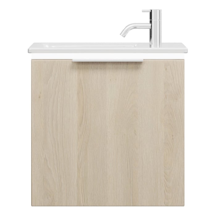 burgbad Eqio Waschtischkombination mit Keramik-Waschtisch Slim und LED-Beleuchtung, 52 cm, mit Griff G0148