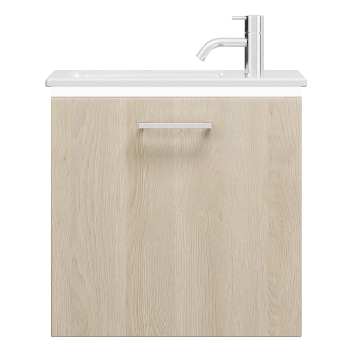 burgbad Eqio Waschtischkombination mit Keramik-Waschtisch Slim und LED-Beleuchtung, 52 cm, mit Stangengriff P95