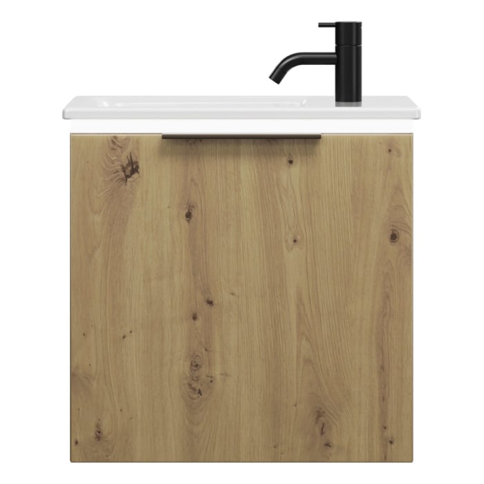 burgbad Eqio Waschtischkombination mit Keramik-Waschtisch Slim und LED-Beleuchtung, 52 cm, mit Griff G0203