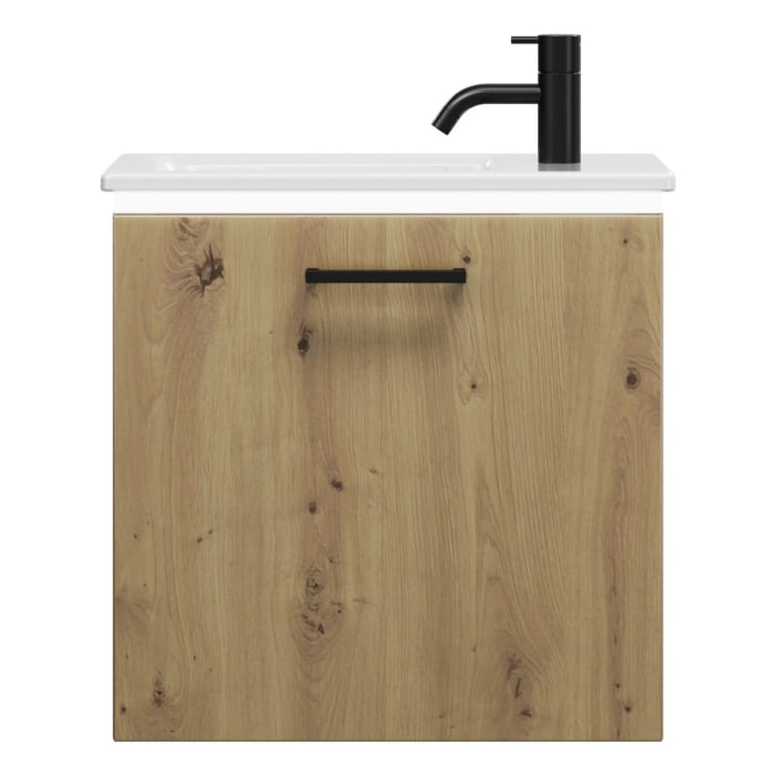 burgbad Eqio Waschtischkombination mit Keramik-Waschtisch Slim und LED-Beleuchtung, 52 cm, mit Stangengriff G0237