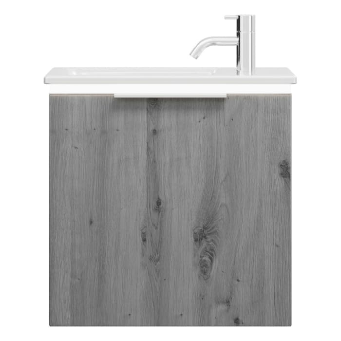 burgbad Eqio Waschtischkombination mit Keramik-Waschtisch Slim und LED-Beleuchtung, 52 cm, mit Griff G0150