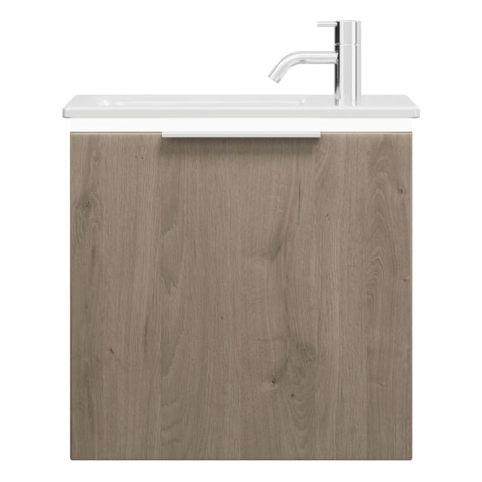 burgbad Eqio Waschtischkombination mit Keramik-Waschtisch Slim und LED-Beleuchtung, 52 cm, mit Griff G0151