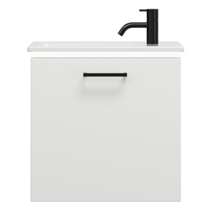 burgbad Eqio Waschtischkombination mit Keramik-Waschtisch Slim und LED-Beleuchtung, 52 cm, mit Stangengriff G0240