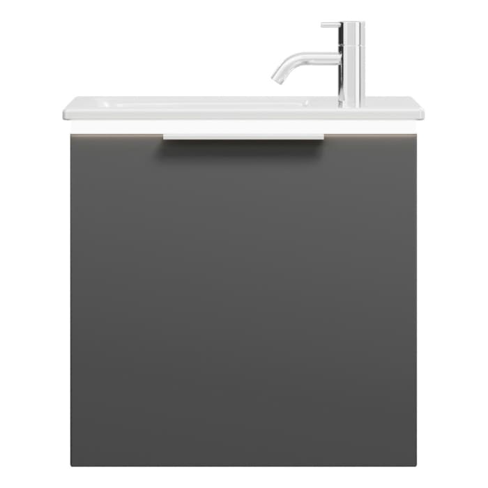 burgbad Eqio Waschtischkombination mit Keramik-Waschtisch Slim und LED-Beleuchtung, 52 cm, mit Griff G0154