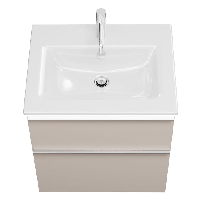 burgbad Eqio Waschtischkombination mit Keramik-Waschtisch Slim und LED-Beleuchtung, 62 cm, mit Griffleiste G0251