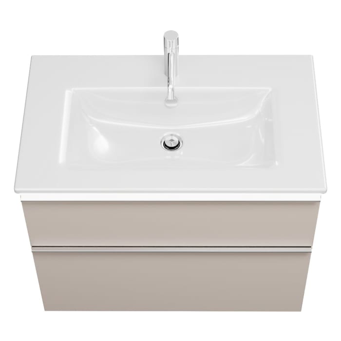 burgbad Eqio Waschtischkombination mit Keramik-Waschtisch Slim und LED-Beleuchtung, 82 cm, mit Griffleiste G0251