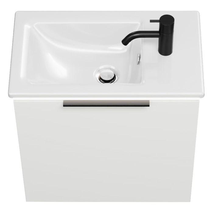 burgbad Eqio Waschtischkombination mit Keramik-Waschtisch Slim und LED-Beleuchtung, 52 cm, mit Griff G0200