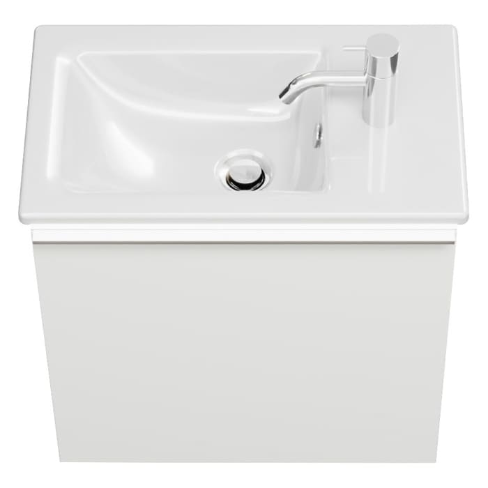 burgbad Eqio Waschtischkombination mit Keramik-Waschtisch Slim und LED-Beleuchtung, 52 cm, mit Griffleiste G0251