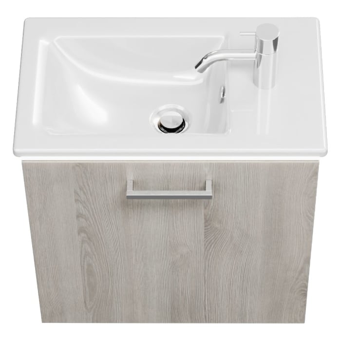 burgbad Eqio Waschtischkombination mit Keramik-Waschtisch Slim und LED-Beleuchtung, 52 cm, mit Stangengriff P95