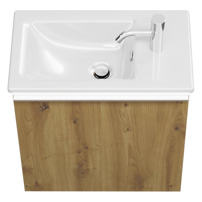 burgbad Eqio Waschtischkombination mit Keramik-Waschtisch Slim und LED-Beleuchtung, 52 cm, mit Griffleiste G0251