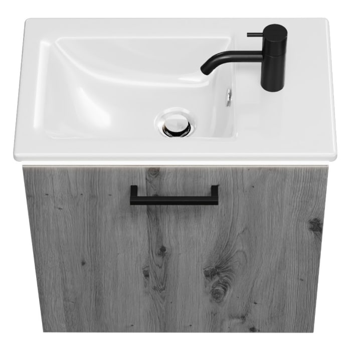 burgbad Eqio Waschtischkombination mit Keramik-Waschtisch Slim und LED-Beleuchtung, 52 cm, mit Stangengriff G0238