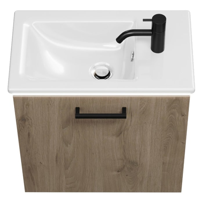 burgbad Eqio Waschtischkombination mit Keramik-Waschtisch Slim und LED-Beleuchtung, 52 cm, mit Stangengriff G0239