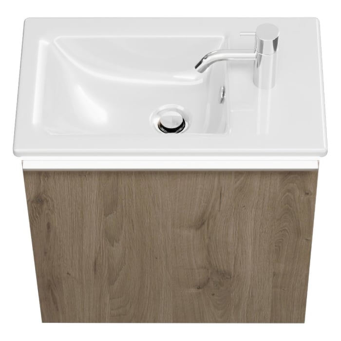 burgbad Eqio Waschtischkombination mit Keramik-Waschtisch Slim und LED-Beleuchtung, 52 cm, mit Griffleiste G0251