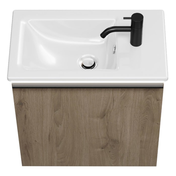 burgbad Eqio Waschtischkombination mit Keramik-Waschtisch Slim und LED-Beleuchtung, 52 cm, mit Stangengriff P95