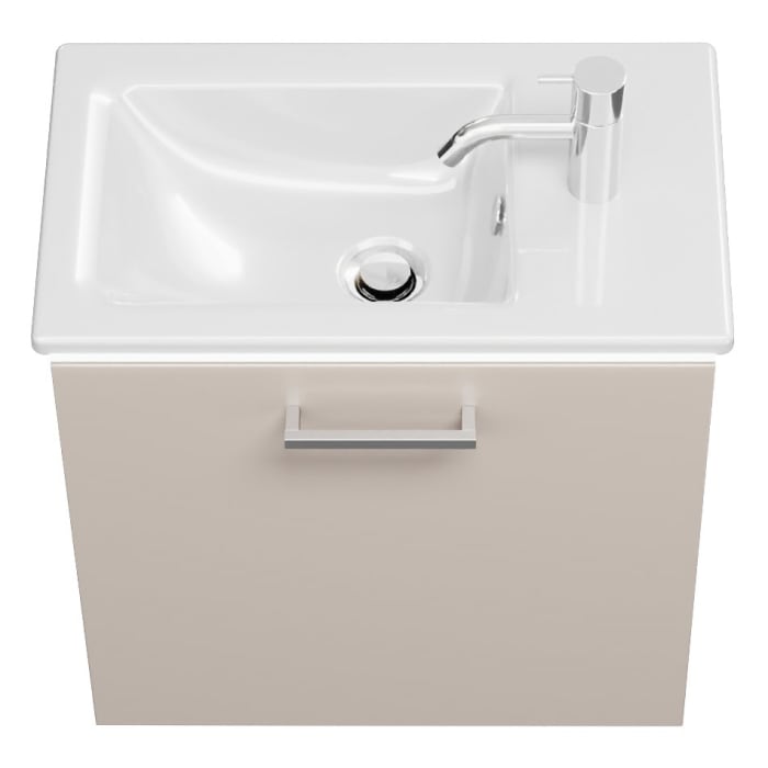 burgbad Eqio Waschtischkombination mit Keramik-Waschtisch Slim und LED-Beleuchtung, 52 cm, mit Stangengriff P95