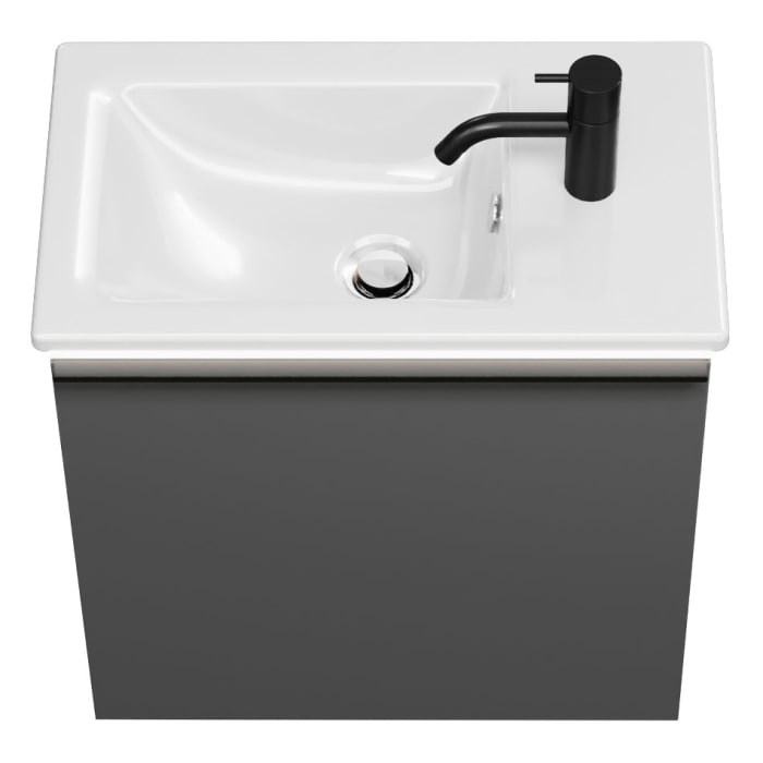 burgbad Eqio Waschtischkombination mit Keramik-Waschtisch Slim und LED-Beleuchtung, 52 cm, mit Stangengriff P95