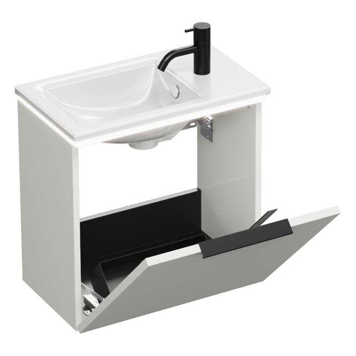 burgbad Eqio Waschtischkombination mit Keramik-Waschtisch Slim und LED-Beleuchtung, 52 cm, mit Griff G0200