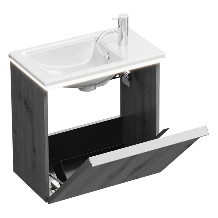 burgbad Eqio Waschtischkombination mit Keramik-Waschtisch Slim und LED-Beleuchtung, 52 cm, mit Griffleiste G0251