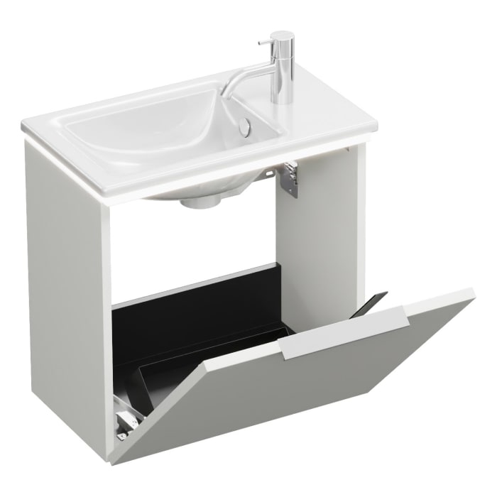 burgbad Eqio Waschtischkombination mit Keramik-Waschtisch Slim und LED-Beleuchtung, 52 cm, mit Griff G0152