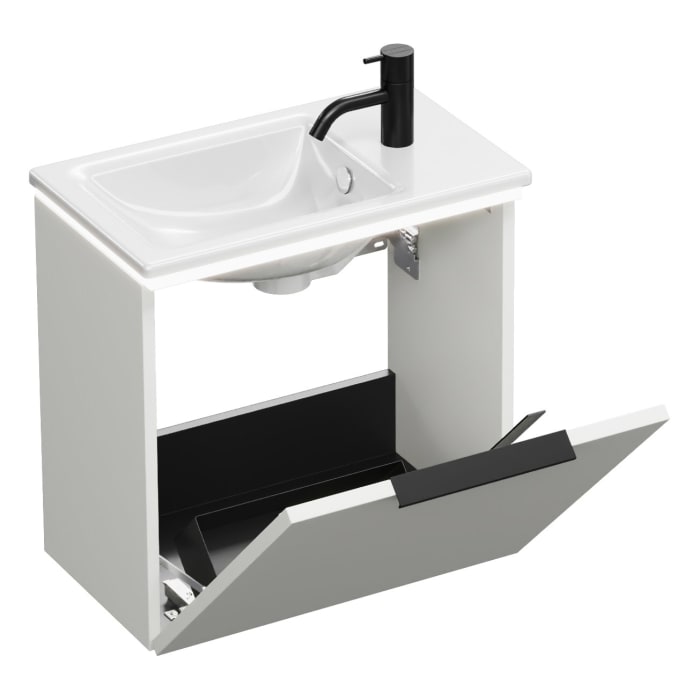 burgbad Eqio Waschtischkombination mit Keramik-Waschtisch Slim und LED-Beleuchtung, 52 cm, mit Griff G0206