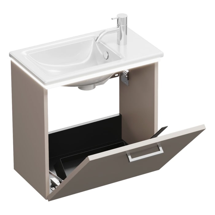 burgbad Eqio Waschtischkombination mit Keramik-Waschtisch Slim und LED-Beleuchtung, 52 cm, mit Stangengriff P95