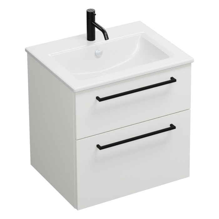 burgbad Eqio Waschtischkombination mit Keramik-Waschtisch Slim, 62 cm, mit Stangengriff G0234