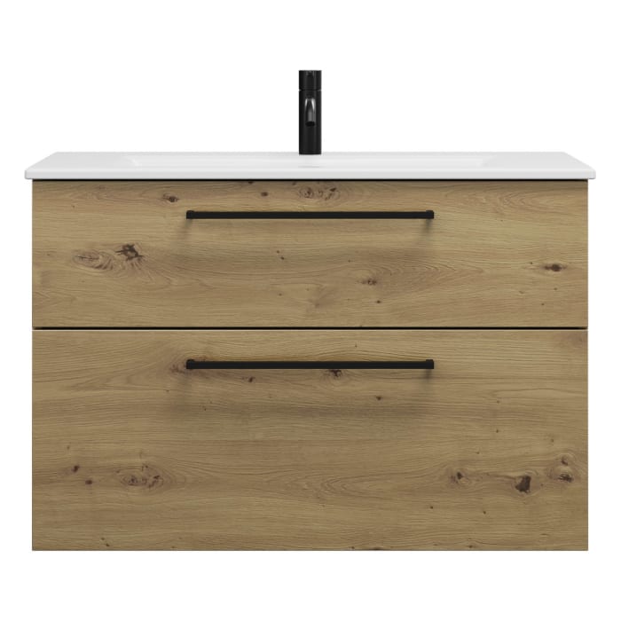 burgbad Eqio Waschtischkombination mit Keramik-Waschtisch Slim, 92 cm, mit Stangengriff G0234