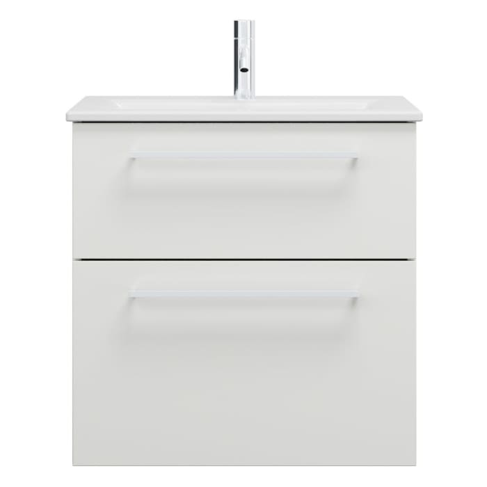 burgbad Eqio Waschtischkombination mit Keramik-Waschtisch Slim, 62 cm, mit Stangengriff P95