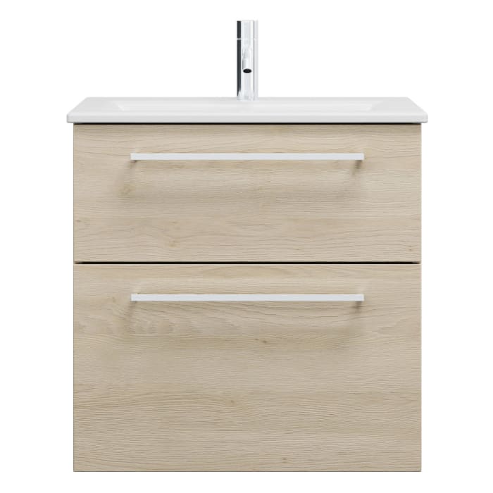 burgbad Eqio Waschtischkombination mit Keramik-Waschtisch Slim, 62 cm, mit Stangengriff P95