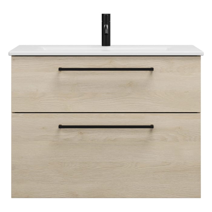 burgbad Eqio Waschtischkombination mit Keramik-Waschtisch Slim, 82 cm, mit Stangengriff G0234